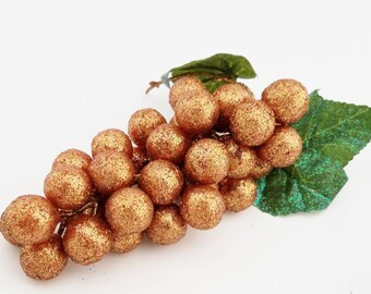 Gold Gs Vintage Glitter Gold Gs Cer Christmas Decor 1970s Rubber Artificial Fruit Wreath Supplies
