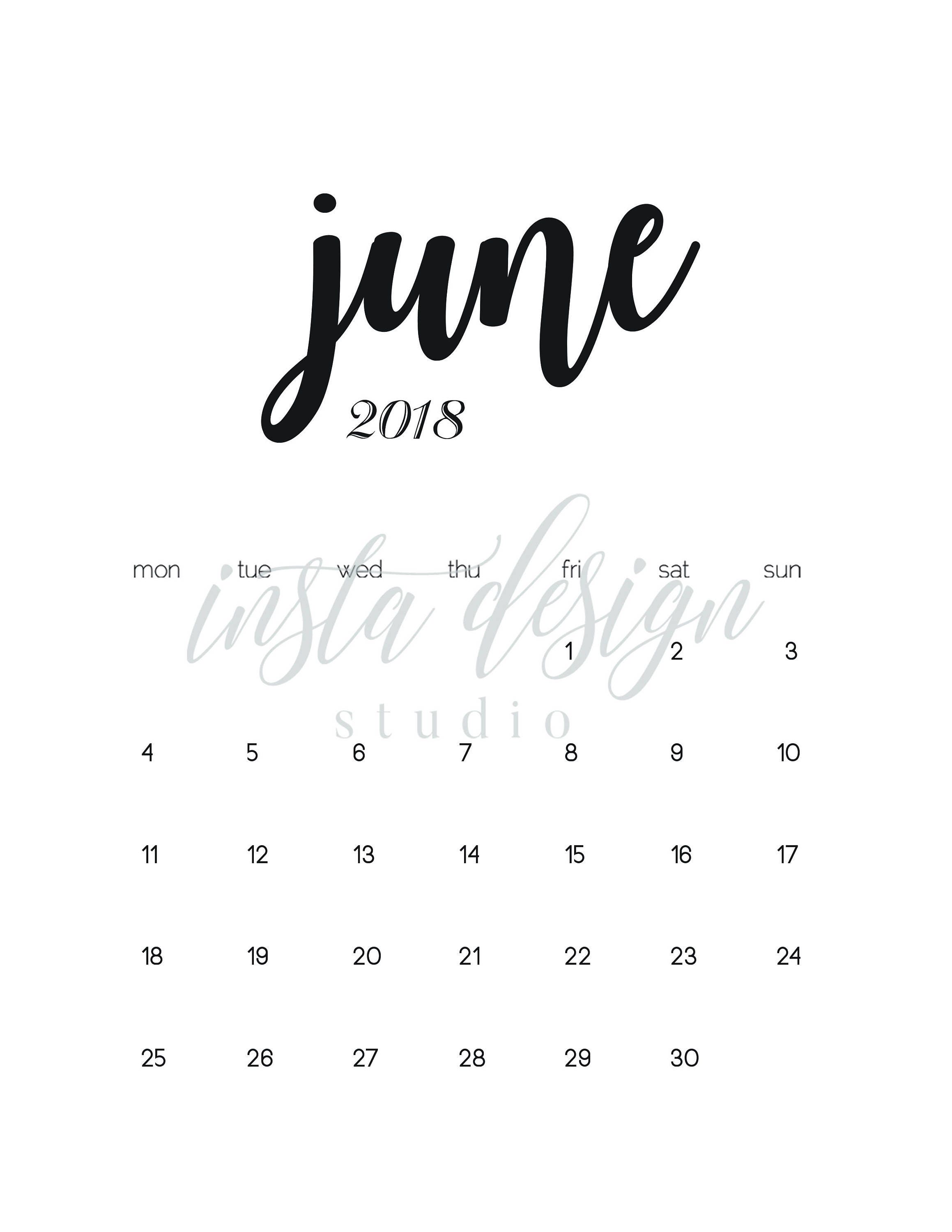 JUNE 2018 printable pregnancy baby announcement calendar JUNE 2018 printable pregnancy baby announcement calendar