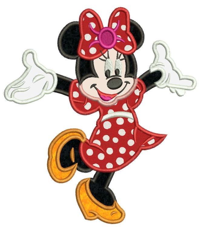 Sweet Minnie Mouse Applique Machine Embroidery Design 3 Sizes