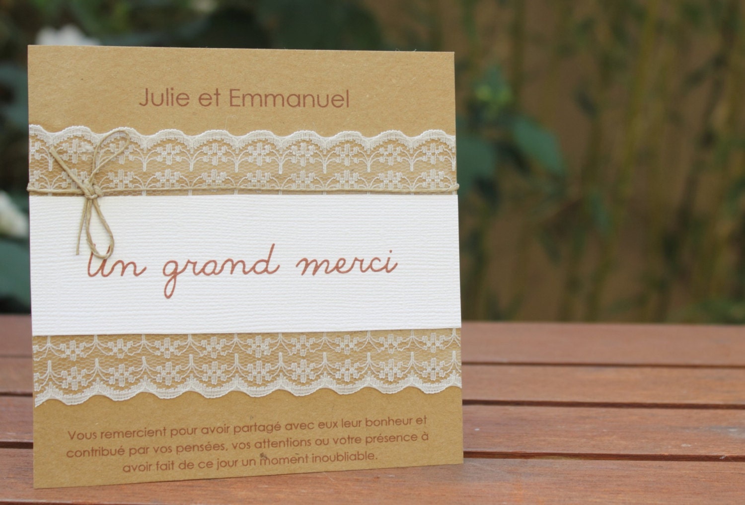 Carte Remerciements Gamme Mariage Champ Tre Chic