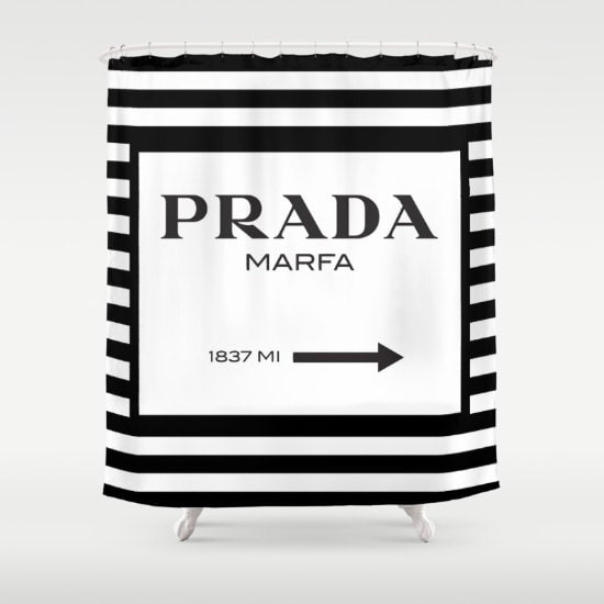 Shower Curtain, Prada Marfa, Prada Marfa Shower Curtain, Fashion Decor, Gossip Girl Decor, Prada Marfa Decor, Black and White Shower Curtain
