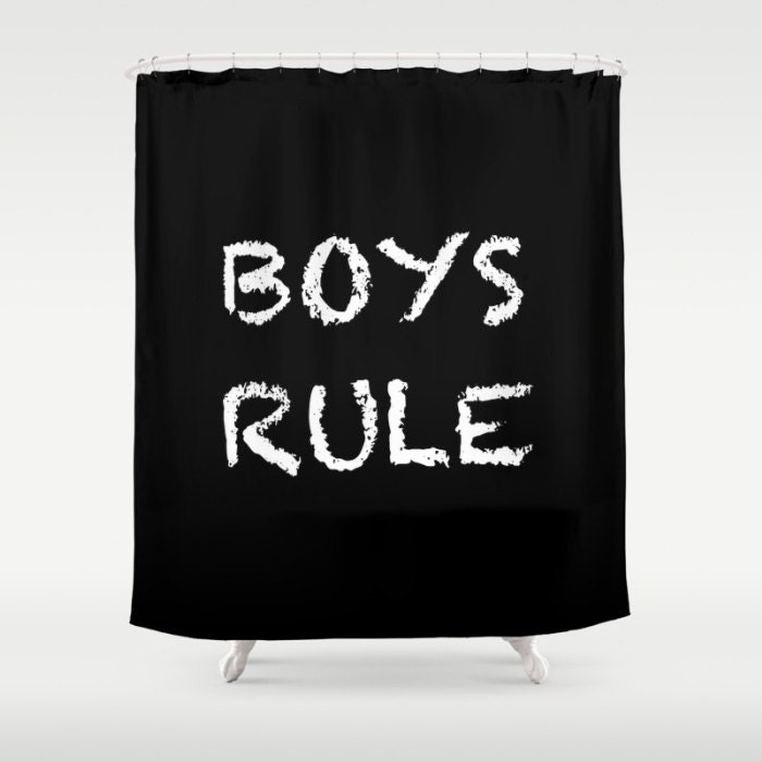 Boys Shower Curtain, Boys Rule, Kids Shower Curtain, Black Shower Curtain, Modern Shower Curtain, Boys Room Decor, Standard or Extra Long
