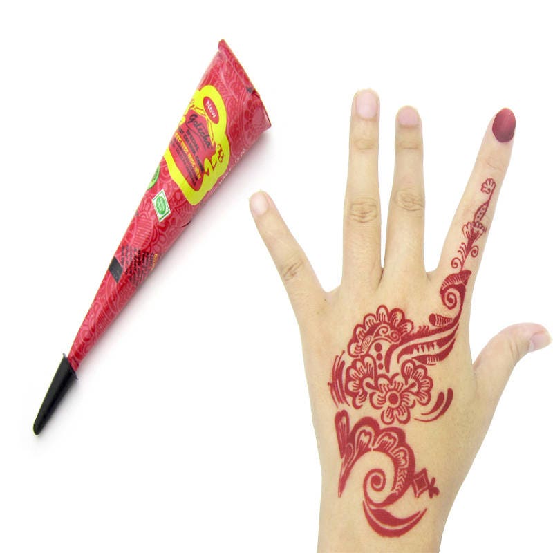 12 Red Henna Instant Cones Tattoo Paste Body Art Heena Mehndi