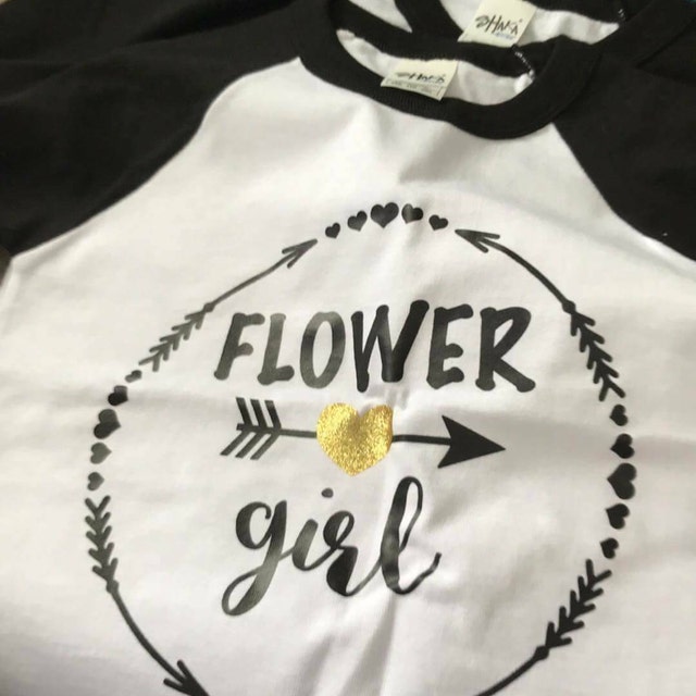 Flower Girl Raglan Tshirt Flower Girl Glitter Shirt Wedding