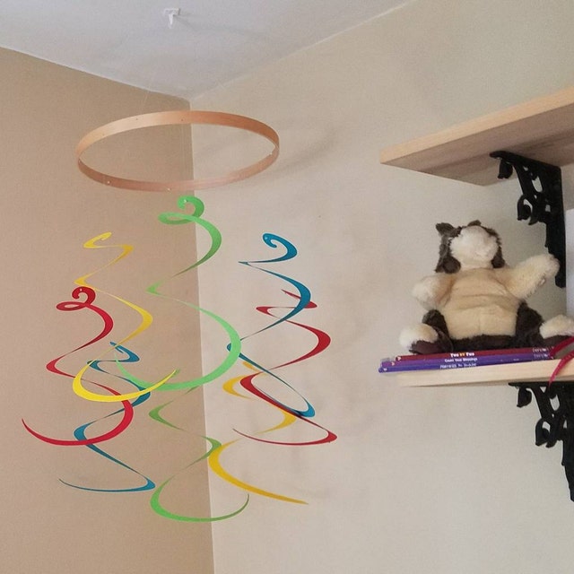 Art Mobile Long colorful spiral nursery mobile decoration or