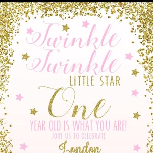 Twinkle Twinkle Little Star First Birthday Invitation