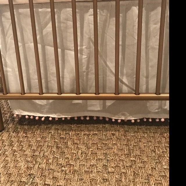 Pom Pom Trim Ruffled Crib Skirt