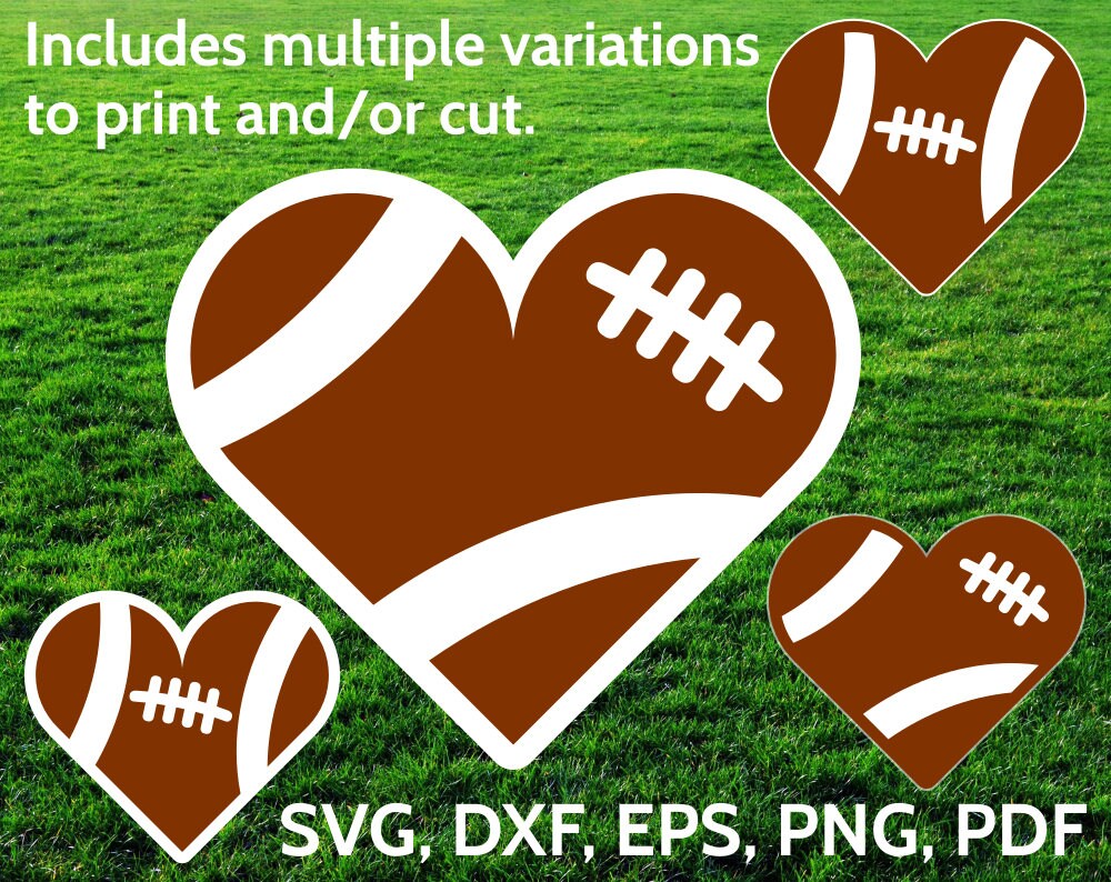 Download Football Heart SVG designs - Football Love SVG cut files ...