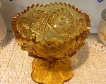 Wheaton Kemple Amber Glass Compote