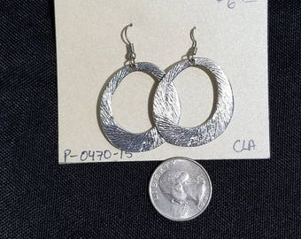 Vintage Earrings- silver ear wire dangle hoops