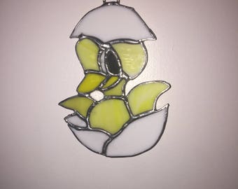 Baby chick in stained glass