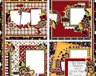 On Sale 50% Big Mousey Vacation Digital Scrapbook Kit 12x12 Quick Pages - Digital Scrapbooking