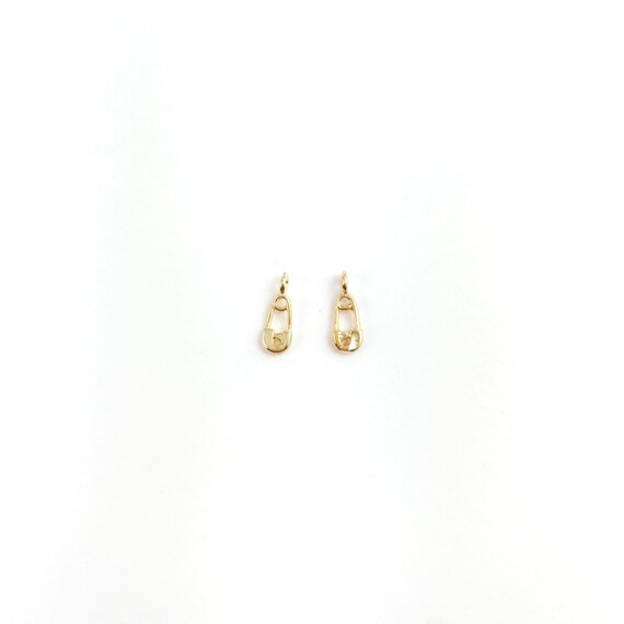 2Pcs GLOSSY Gold Safety Pin Jewelry Extra Petite Dainty Charm