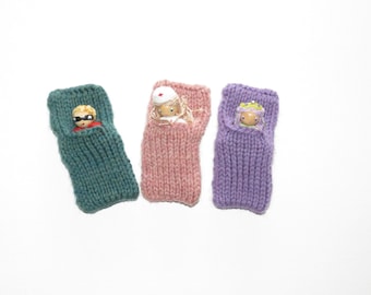 Hand knit merino wool sleeping/storage bag for toys-jade