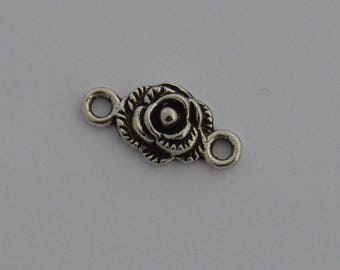 8 19x10mm antique silver flower connectors