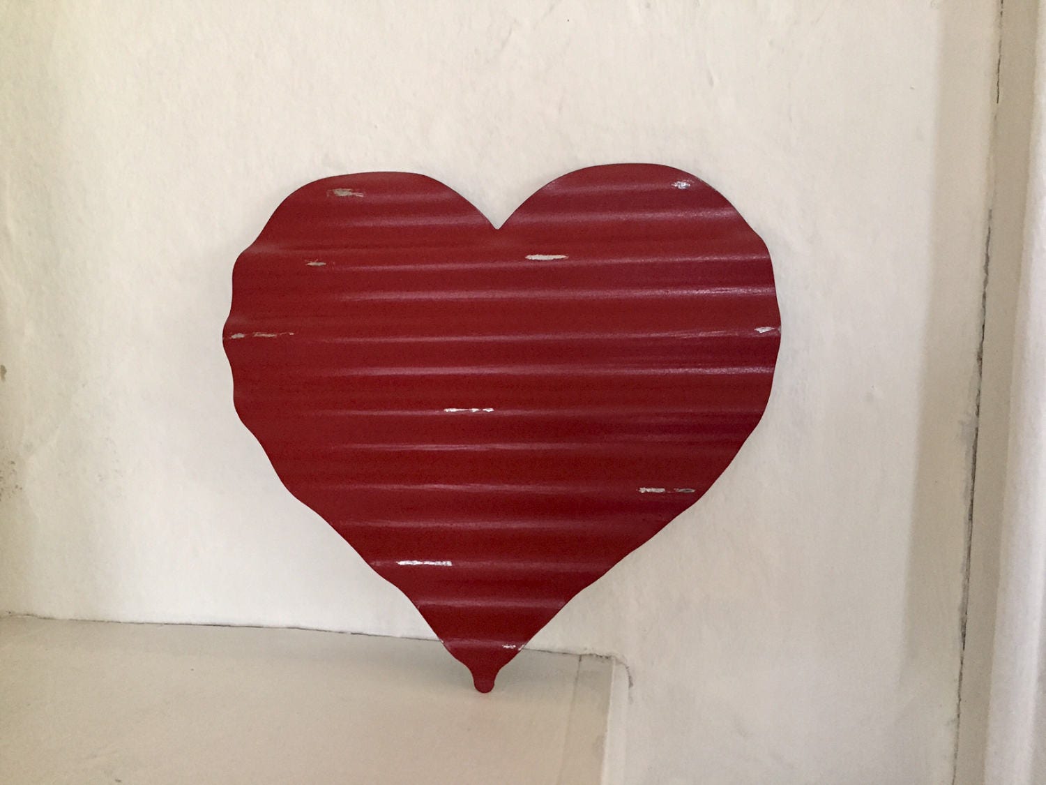 Waved Metal Heart Small Hand Painted Red Home Decor Wall Description Great Small Metal Heart