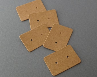 Small Kraft Paper Stud Earring Cards - Blank Earring Jewelry Display Cards- 35mm x 25mm - 25 pieces