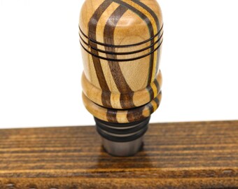 Exotic Wood Bottle Stoppers, Handcrafted Wine Topper, OOAK Woodgrain Stainless Steel Oil Bottle Stoppers