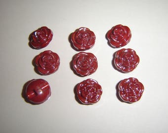GLASS IRIDESCENT buttons 5 / / 13 mm / / dark red