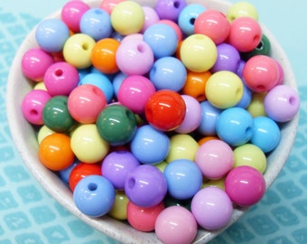 50x 10mm Resin Multi color Globe beads .. Candy Fun