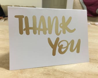 Thank You Greeting Card (landscape) - customisable hand lettering, foiled