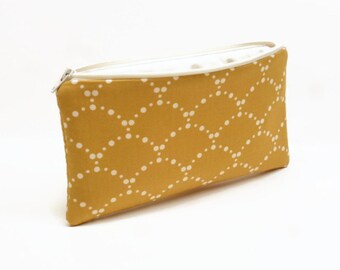 pencil case zipper pouch zipper bag makeup bag makeup pouch mustard shells