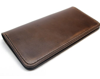 Horween leather checkbook cover, Chromexcel check book cover