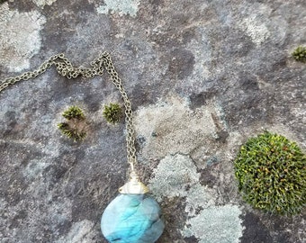 Labradorite Briolette Drop Necklace