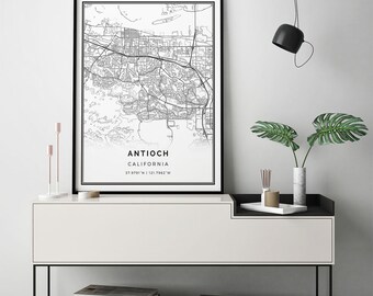 Antioch map print | Scandinavian wall art poster | City maps Artwork | California gifts | Poster Prints | M260