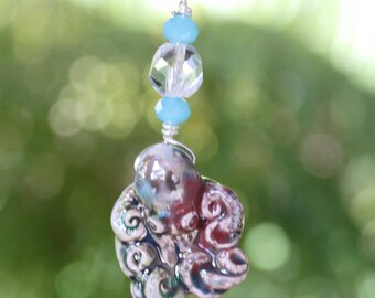 Little Cermaic Octopus Ceiling Fan Pull - Fan Chain, Fan Pull, Sea Shell, Shell Beach, Octopus