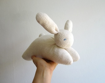 Big bunny, organic, 10.2 inch, cuddly, soft, natural, Waldorf style, eco-friendly, white, cotton, wool