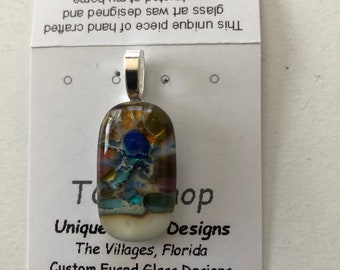 Fused Glass Pendant with silver inclusions