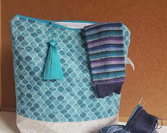 Large knitting project bag/crochet bag/ yarn bag/ gift for knitter/ gift for mother
