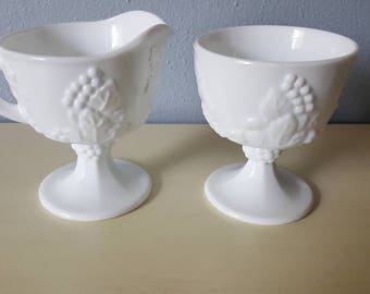 Vintage milk glass creamer set