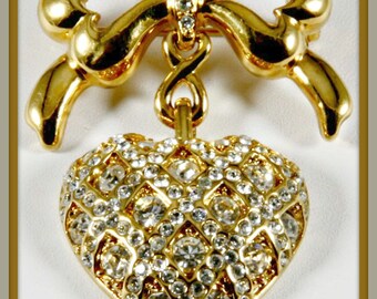 Vintage Monet Heart Brooch,Vintage Heart Brooch,Vintage Monet Heart Pin,Vintage Heart Pin,Vintage Rhinestone Heart Brooch,Vintage Rhinestone