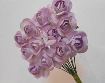 24 Lavender Paper Roses / Paper Flowers / Lavender Roses / Floral Supply / Fake Flowers / Artificial Flowers / Crafting Flowers / Roses