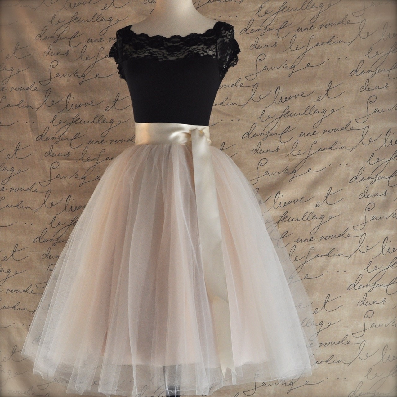 Palest champagne tulle skirt. Fluffy tulle layers with circle