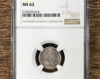 1905 Barber 10 Cent Dime NGC MS62