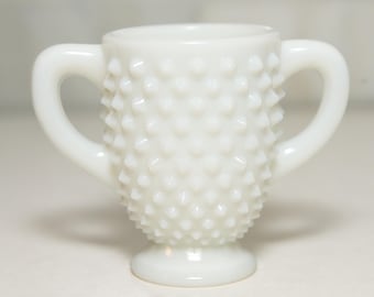 Vintage Fenton Hobnail Milk Glass - Footed Open Sugar