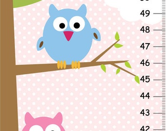 Owls on a Tree Canvas GROWTH CHART