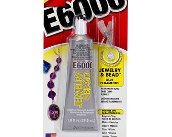 E6000 Jewelry & Bead Glue with 4 Precision Tips - 1 ounce 29.5 mL
