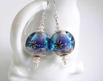 Blue Under the Sea Artisan Lampwork Earrings - Item E1707