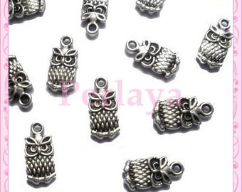 Set of 20 REF986X4 silver OWL charms
