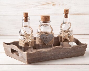 Beach Wedding Sand Ceremony Set Beach Sand Unity Jars Nautical Wedding Starfish Jars Personalized Unity Sand Jars Unity Sand Holder Rustic