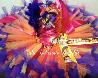 Dora The Explorer Tutu Dress~ Petti Tutu Dress~ Dora Tutu ~ Orange Pink Purple Tutu~ Dora Birthday Party~Photo Prop~Pageant Dress