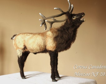 Needle felting Deer, felted animal sculpture, Elk decor, Wapiti, animal sculpture, wild animal