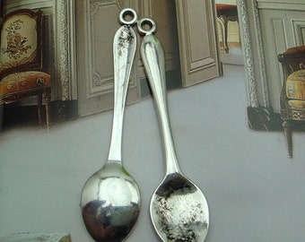 8pcs Silver Plated Spoon Charm,12x54mm.Nickel Free