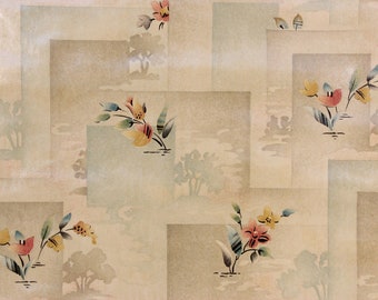1920s Antique Vintage Wallpaper Glossy Flower Scenic Tiles by the Yard