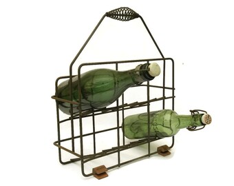 French Wine Bottle Carrier. Vintage Bottle Caddy. Rustic French Décor.