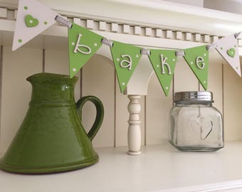 Wooden 'bake' bunting flags